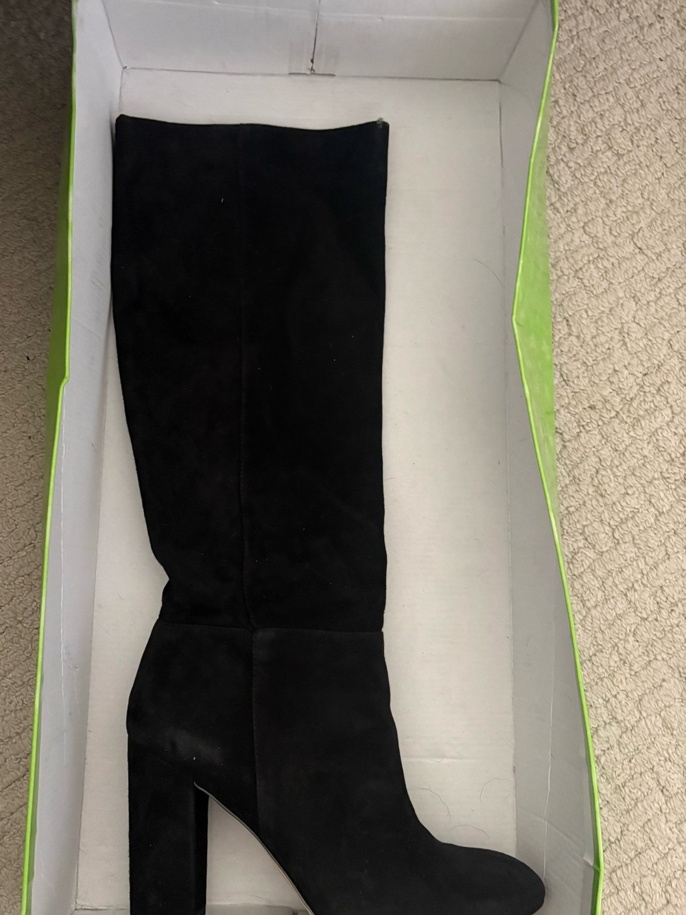Sam Edelman Black Suede Over-the-Knee Block Heel Boots